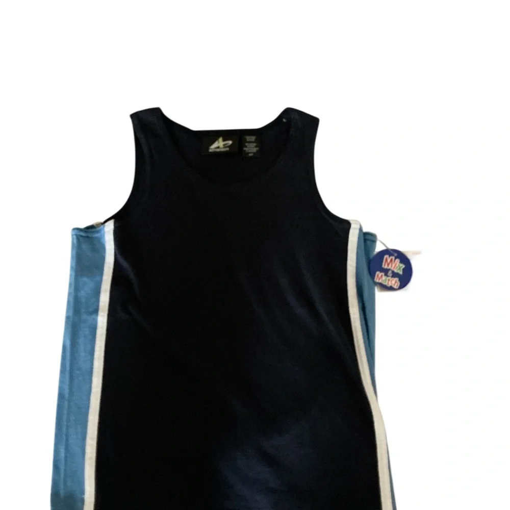 Athletech Navy Tank Top with Light Blue Panels and White Trim